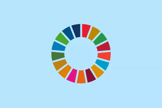 The global goals for sustainable develpment logo against a light blue background. Illustration.
