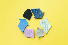 Textiles arrows arranged in a recycling pattern